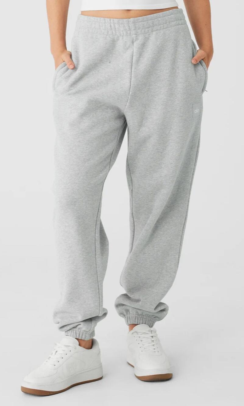 Alo Yoga Pants Womens Small Cuffed Renown Heavy Weight Sweatpant Gray Lounge